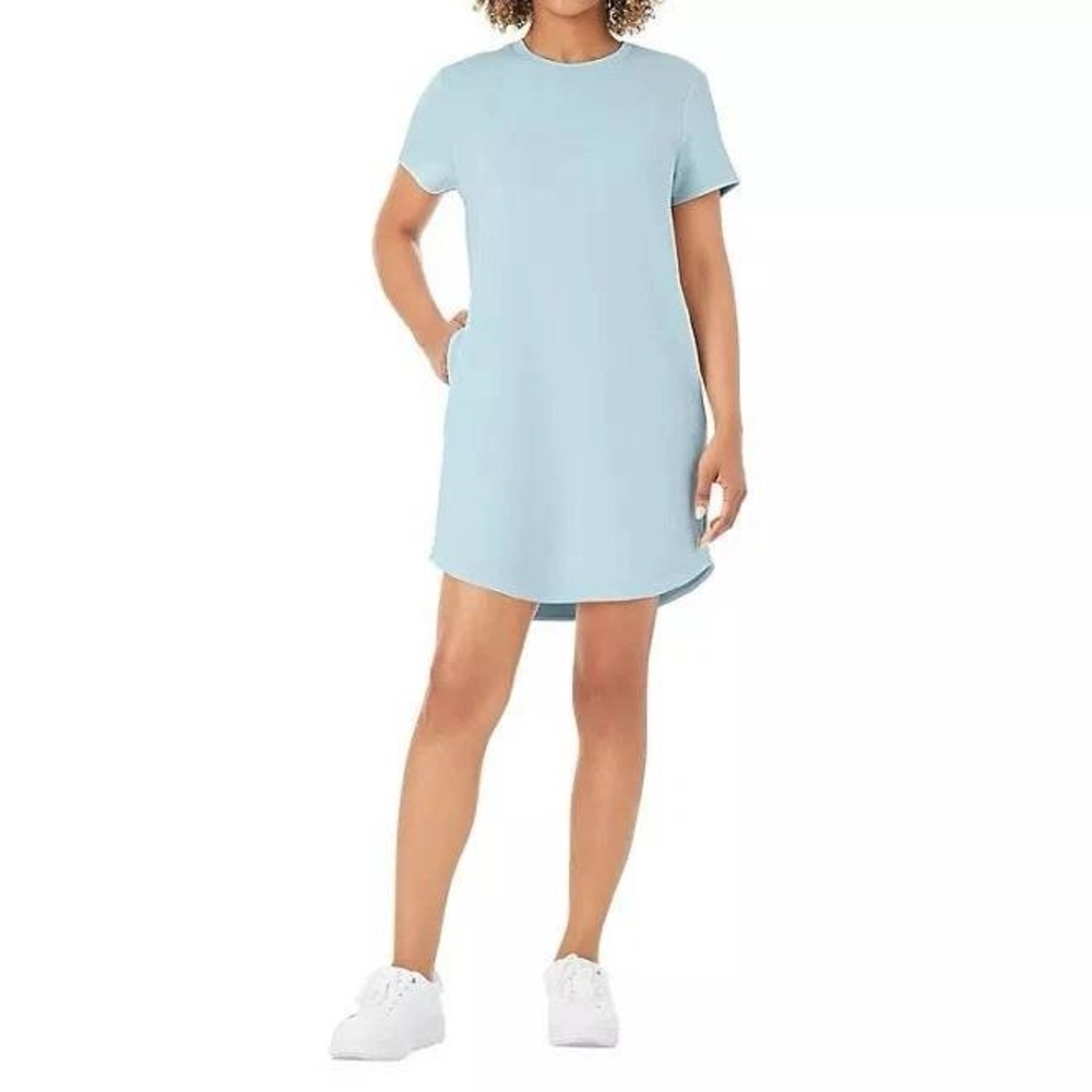 MM Light‎ Blue Dress with Pockets Casual Sandwashed Everyday Wear Size LG /#5363